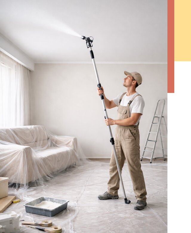 Покраска потолка краскопультом в Кирове от 4663 руб. быстро и недорого | ОТДЕЛОЧНИК-Кри